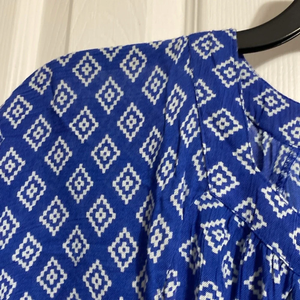 CUTE Hannah lightweight blue v-neck gauze lace detail smock top shirt blouse PXL - Picture 3 of 12